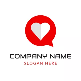 Logotipo De Mensaje White Heart and Red Frame logo design