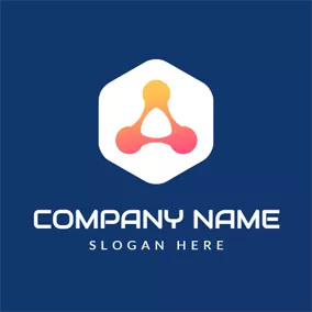 Social Media Profile Logo White Hexagon and Orange Triangle logo design