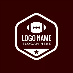 ラグビーロゴ White Hexagon and Rugby logo design