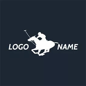 马Logo White Horse and Polo Sportsman logo design