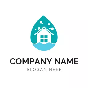 Cleaning Logo White House and Blue Water logo design