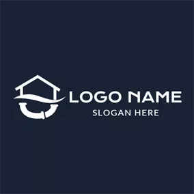 House Logo White House and Winding Pipe logo design