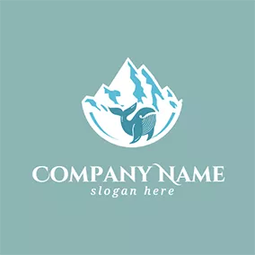 虎鯨 Logo White Iceberg and Blue Whale logo design