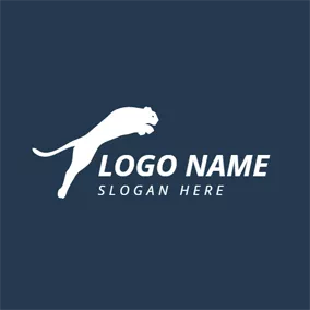 Leo Logo White Jumping Leopard logo design