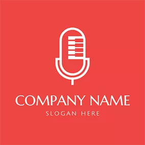 Song Logo White Keyboard and Microphone logo design