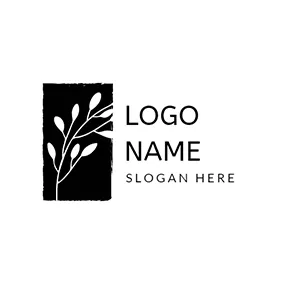 植物学ロゴ White Leaf and Black Frame logo design