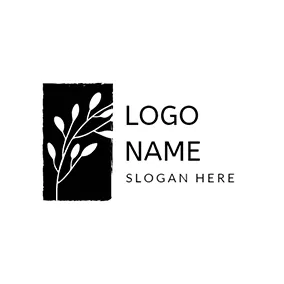 Decoration Logo White Leaf and Black Frame logo design