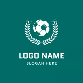 サッカーのロゴ White Leaf and Green Football logo design