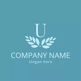 Logotipo U White Leaf and Letter U logo design