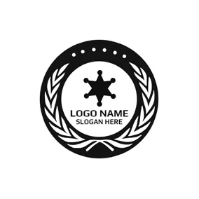 Logotipo De Seguridad White Leaf Decoration and Black Star logo design
