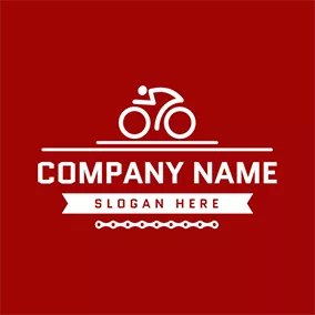 Badge Logo White Line and Bike logo design