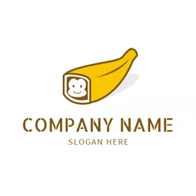 Animation Logo White Monkey and Yellow Banana logo design