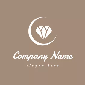 奢侈品 Logo White Moon and Diamond logo design