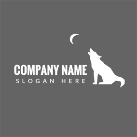 動物園ロゴ White Moon and Wolf logo design