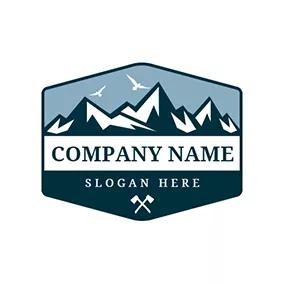 户外 Logo White Mountain and Blue Badge logo design