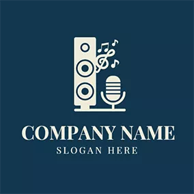 Studio Logo White Note and Microphone Icon logo design
