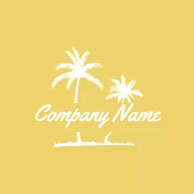Tropical Logo White Palm Tree logo design
