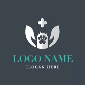 Help Logo White Paw and Cross logo design
