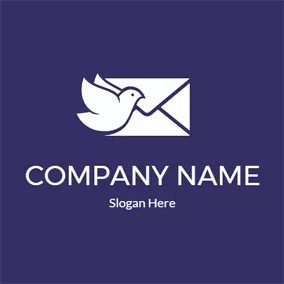 Pigeon Logo White Pigeon and Envelope logo design