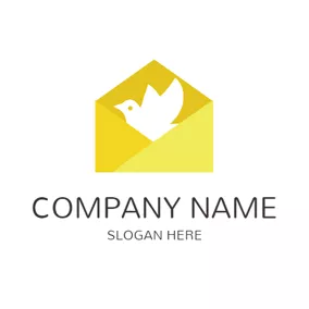 Email Logo White Pigeon and Yellow Envelope logo design