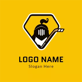曲棍球Logo White Polygon and Black Helmet logo design
