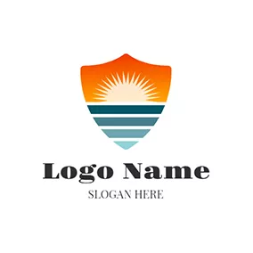 Corporate Logo White Radiance and Orange Shield logo design