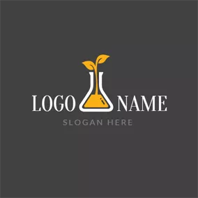 Logotipo De Química White Reagent Bottle and Sprout logo design