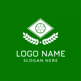 Soccer Logo White Rhombus and Green Soccer logo design