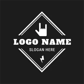 Logótipo Rock White Rhombus and Hand logo design