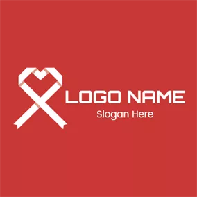 Fold Logo White Ribbon and Red Heart logo design