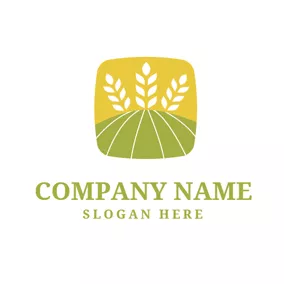 Branch Logo White Rice Ears and Green Paddy logo design