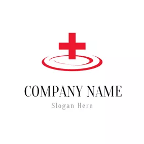波纹 Logo White Ripple and Red Cross logo design
