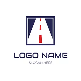 Straße Logo White Road With Red Dotted Line logo design