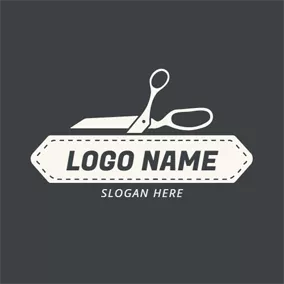 Barber Shop Logo White Scissor and Craft logo design