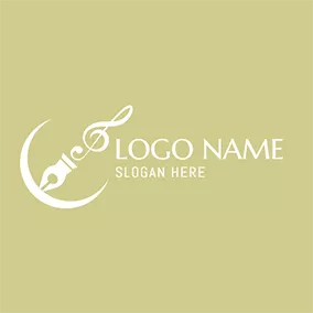 Logótipo Caneta White Semicircle and Pen Icon logo design