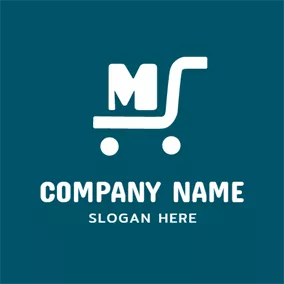 Logotipo M White Shopping Trolley logo design