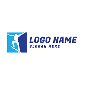 エクササイズのロゴ White Skateboard and Skater Boy logo design