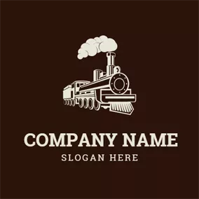 Logótipo De Comboio White Smoke and Brown Train logo design
