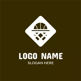 Logótipo De Cesto White Square and Abstract Basketball logo design