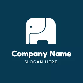 Casual Logo White Square Elephant logo design