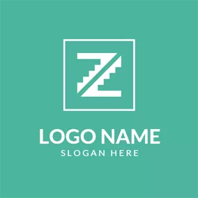 Zロゴ White Stair and Letter Z logo design