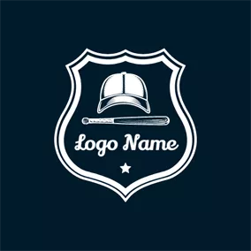 Logótipo De Basebol White Star and Baseball Cap logo design