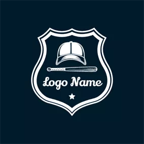 Black Logo White Star and Baseball Cap logo design