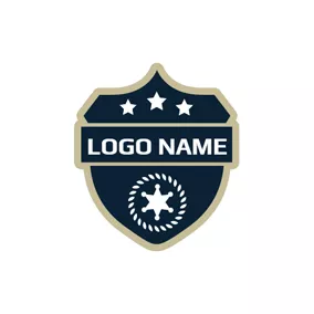 Emblem Logo White Star and Blue Police Shield logo design