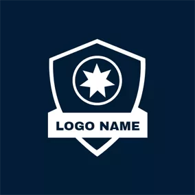 警察Logo White Star and Blue Shield logo design