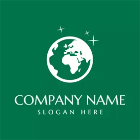 Geography Logo White Star and Green Earth logo design