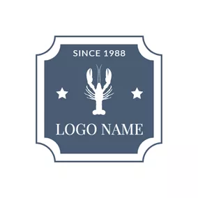 Seafood Logo White Star and Lobster logo design