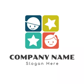 男孩 Logo White Star and Lovely Kids logo design