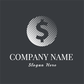 White Stripe and Black Dollar Sign logo design