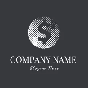 Business Logo White Stripe and Black Dollar Sign logo design
